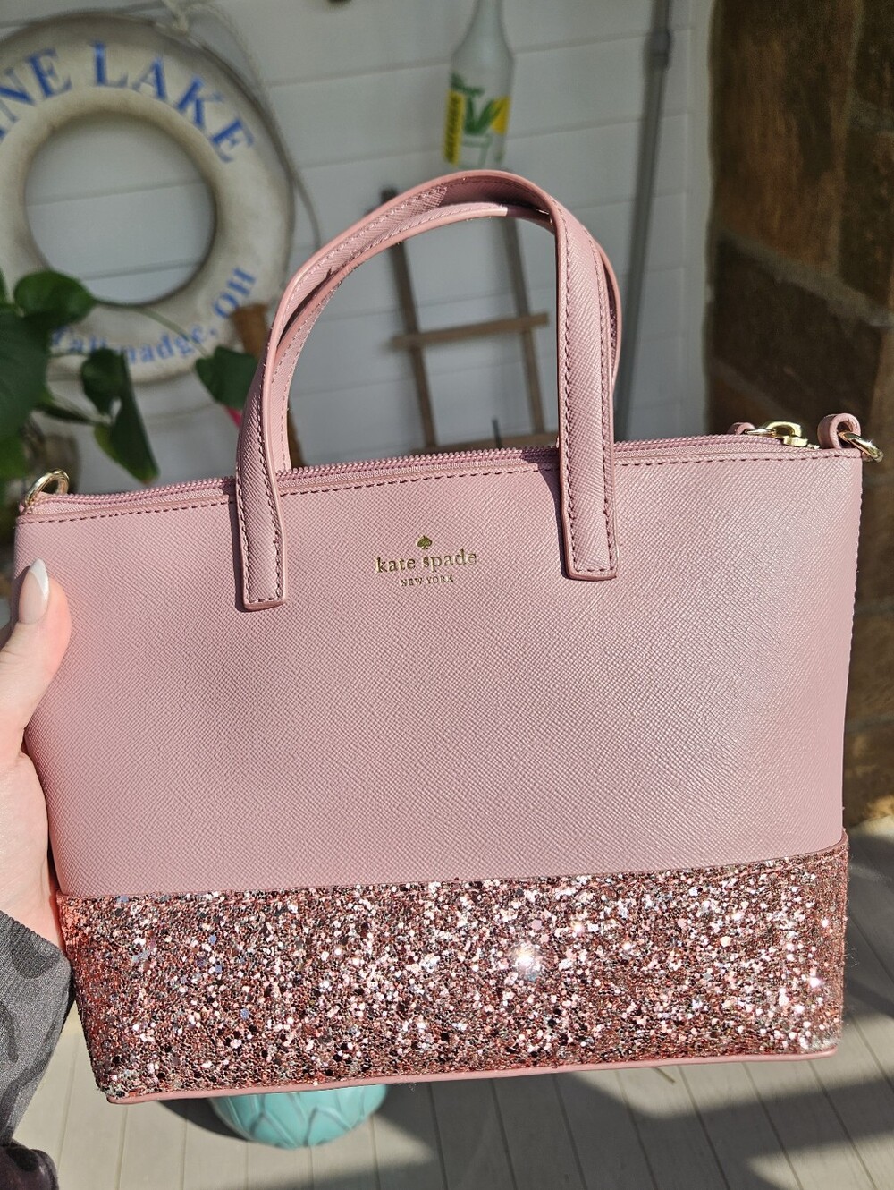 Kate Spade Dusty Rose Glitter Tote